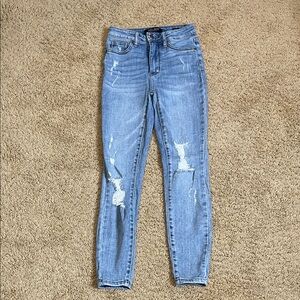 Judy Blue Light Blue Distressed Skinny Jeans